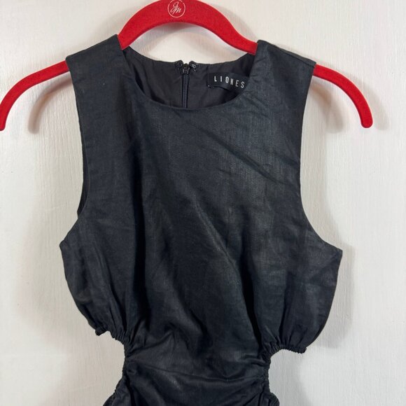 Lioness “Straight Shooter” Mini Dress in Black Linen Size XXS (AU 4 / US 0) - Picture 3 of 8